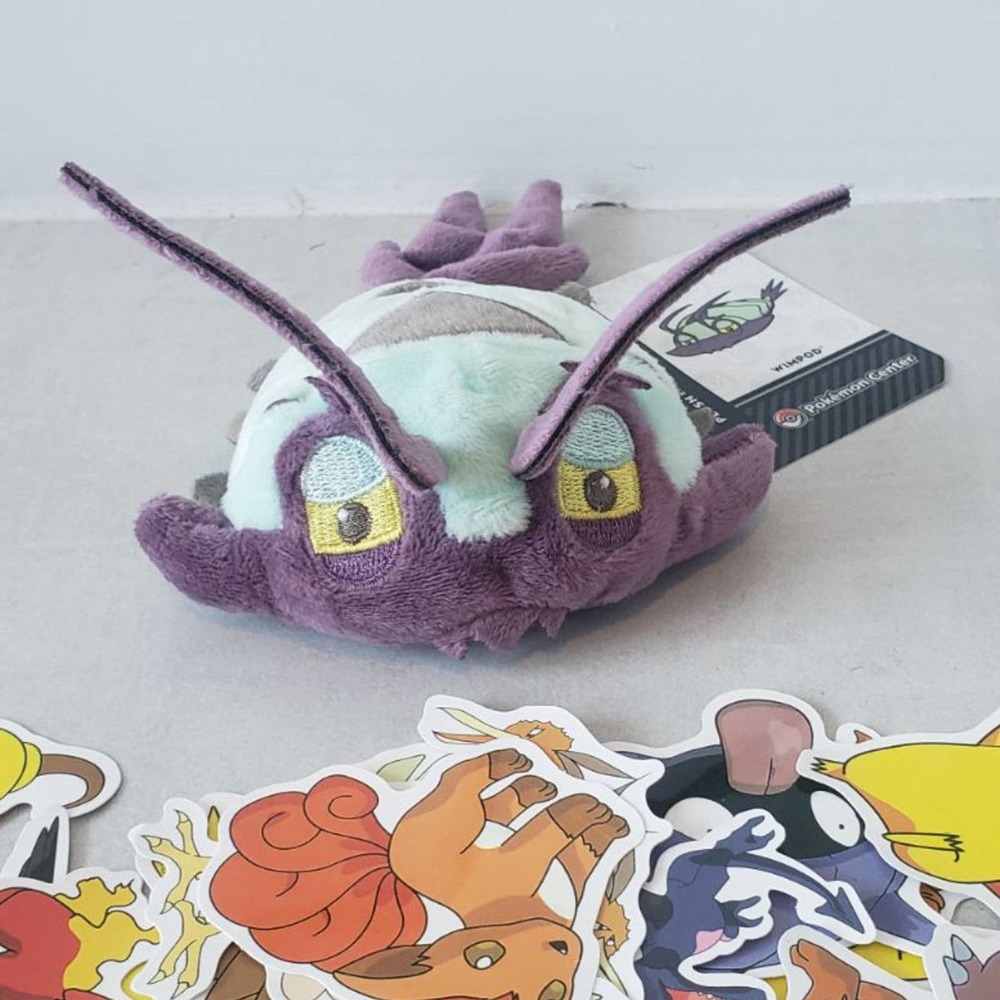 Wimpod plush Pokemon Center Authentic + stickers!